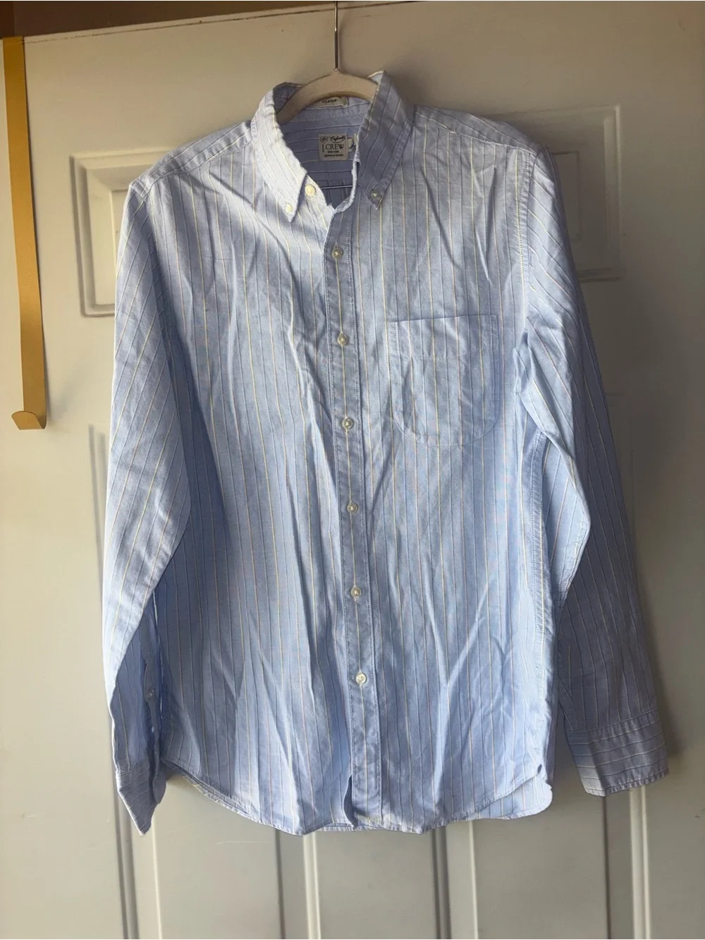 J. Crew blue striped button-down shirt size S